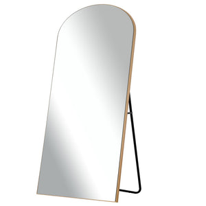 HomeRoots 71" Gold Solid Wood Arched Full-Length Mirror - Elegant Freestanding Design for Home and Office Use 565046