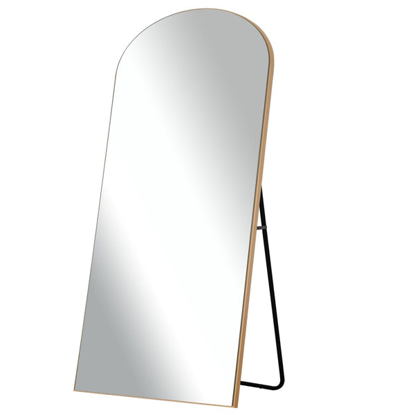 HomeRoots 71" Gold Solid Wood Arched Full-Length Mirror - Elegant Freestanding Design for Home and Office Use 565046