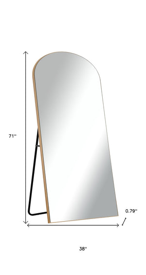 HomeRoots 71" Gold Solid Wood Arched Full-Length Mirror - Elegant Freestanding Design for Home and Office Use 565046