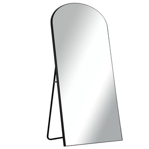 HomeRoots 75" Black Solid Wood Arch Freestanding Mirror - Elegant Full-Length Reflection for Stylish Spaces 565047