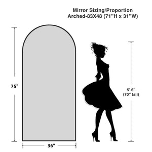 HomeRoots 75" Black Solid Wood Arch Freestanding Mirror - Elegant Full-Length Reflection for Stylish Spaces 565047