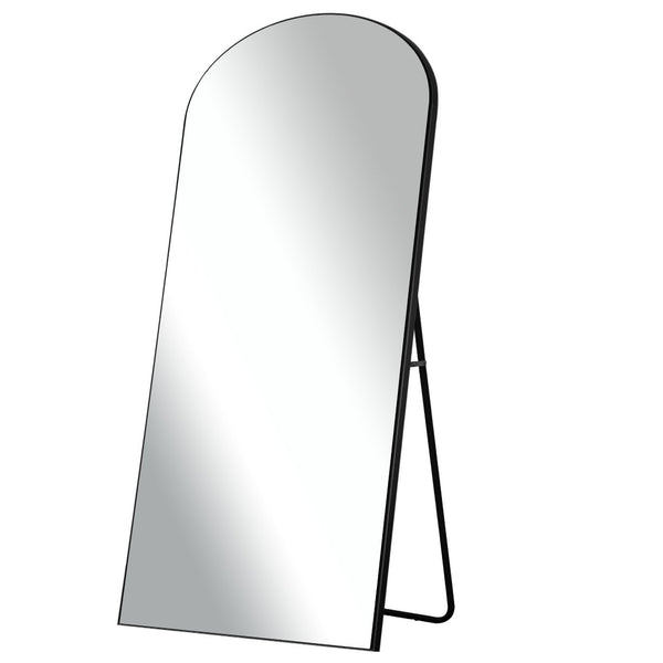 HomeRoots 75" Black Solid Wood Arch Freestanding Mirror - Elegant Full-Length Reflection for Stylish Spaces 565047