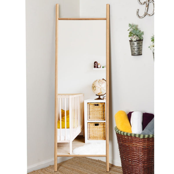 HomeRoots 64" Rustic Solid Wood Leaning Mirror – Full-Length Modern Farmhouse Style for Any Space 565049