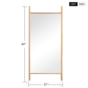 HomeRoots 64" Rustic Solid Wood Leaning Mirror – Full-Length Modern Farmhouse Style for Any Space 565049