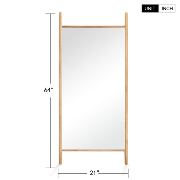 HomeRoots 64" Rustic Solid Wood Leaning Mirror – Full-Length Modern Farmhouse Style for Any Space 565049
