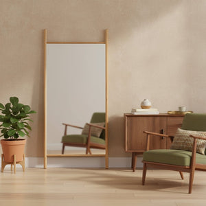 HomeRoots 64" Rustic Solid Wood Leaning Mirror – Full-Length Modern Farmhouse Style for Any Space 565049