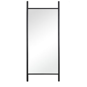 HomeRoots 64" Black Solid Wood Leaning Ladder Mirror - Elegant Full-Length Design for Any Room Decor Style 565050