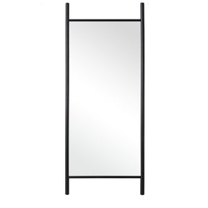 HomeRoots 64" Black Solid Wood Leaning Ladder Mirror - Elegant Full-Length Design for Any Room Decor Style 565050