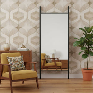 HomeRoots 64" Black Solid Wood Leaning Ladder Mirror - Elegant Full-Length Design for Any Room Decor Style 565050