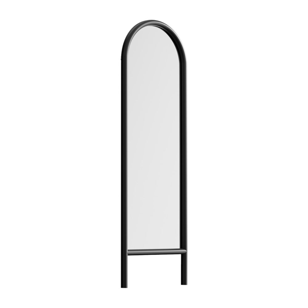 HomeRoots 64" Black Solid Wood Arched Leaning Mirror - Elegant Full-Length Design for Modern Spaces & Decor 565051