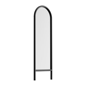 HomeRoots 64" Black Solid Wood Arched Leaning Mirror - Elegant Full-Length Design for Modern Spaces & Decor 565051