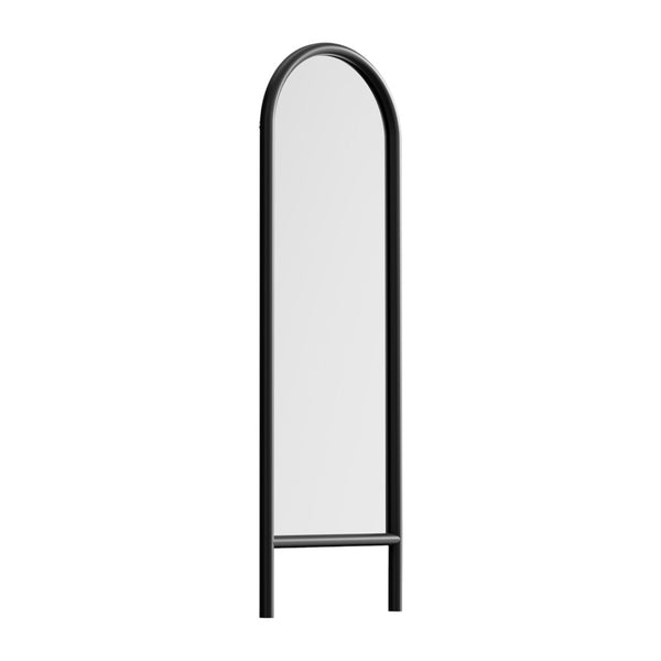HomeRoots 64" Black Solid Wood Arched Leaning Mirror - Elegant Full-Length Design for Modern Spaces & Decor 565051