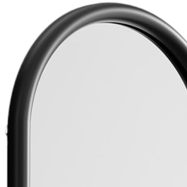 HomeRoots 64" Black Solid Wood Arched Leaning Mirror - Elegant Full-Length Design for Modern Spaces & Decor 565051