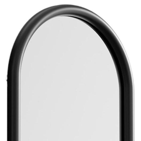 HomeRoots 64" Black Solid Wood Arched Leaning Mirror - Elegant Full-Length Design for Modern Spaces & Decor 565051