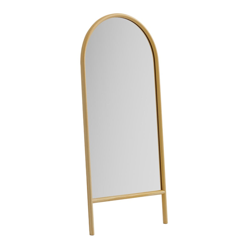 HomeRoots 71" Elegant Natural Solid Wood Arched Full-Length Mirror – Timeless Design for Any Space 565052