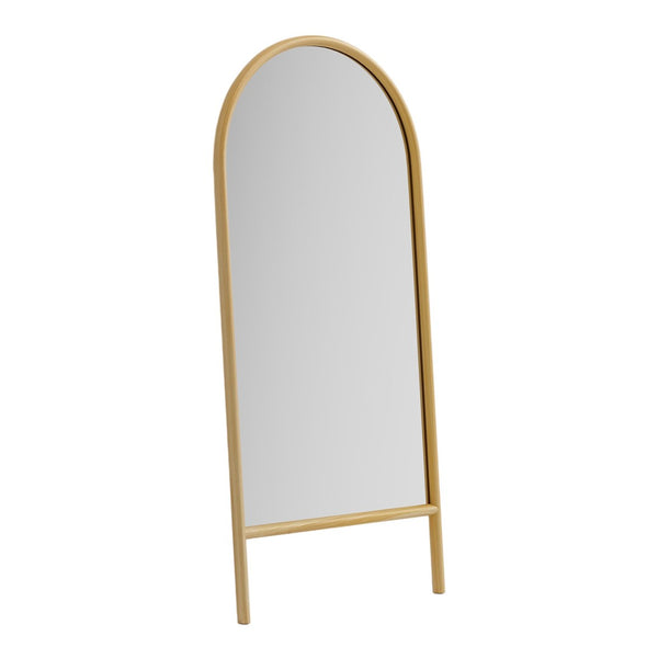 HomeRoots 71" Elegant Natural Solid Wood Arched Full-Length Mirror – Timeless Design for Any Space 565052