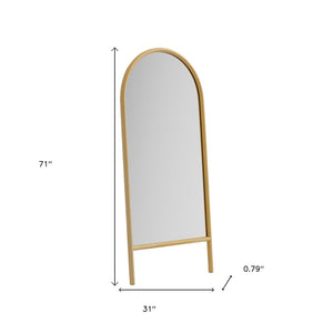 HomeRoots 71" Elegant Natural Solid Wood Arched Full-Length Mirror – Timeless Design for Any Space 565052