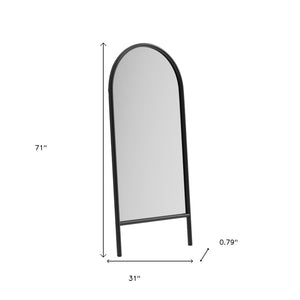 HomeRoots 71" Black Solid Wood Arched Full-Length Mirror – Elegant Design, Versatile, Space-Enhancing Decor 565053