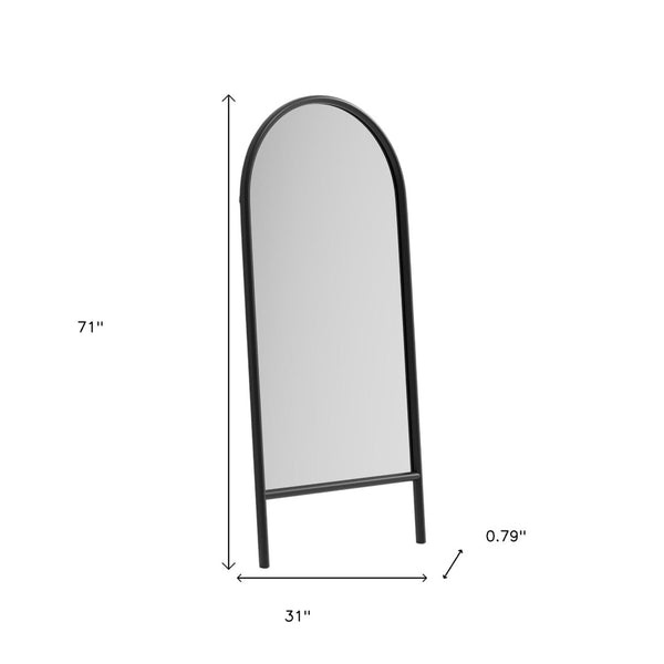 HomeRoots 71" Black Solid Wood Arched Full-Length Mirror – Elegant Design, Versatile, Space-Enhancing Decor 565053