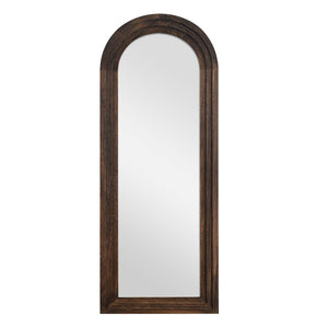 HomeRoots 71" Brown Solid Wood Arch Full-Length Freestanding Mirror - Elegant Design for Any Space 565054