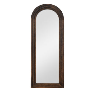 HomeRoots 71" Brown Solid Wood Arch Full-Length Freestanding Mirror - Elegant Design for Any Space 565054