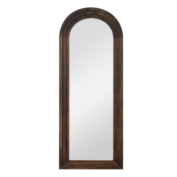 HomeRoots 71" Brown Solid Wood Arch Full-Length Freestanding Mirror - Elegant Design for Any Space 565054