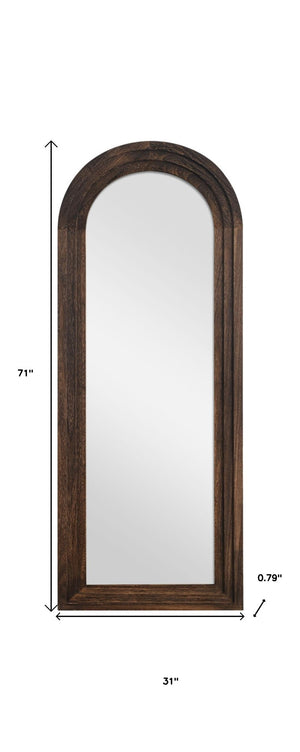 HomeRoots 71" Brown Solid Wood Arch Full-Length Freestanding Mirror - Elegant Design for Any Space 565054