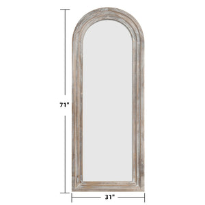 HomeRoots 71" Elegant White Solid Wood Arched Full-Length Mirror - Timeless Charm for Any Space 565055