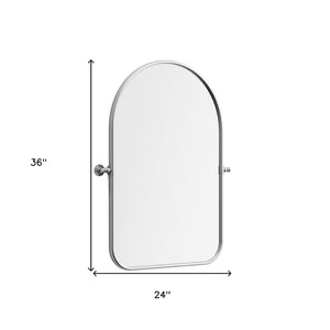 HomeRoots 36" Elegant Silver Arch Iron Framed Mirror - Timeless Design for Bathrooms, Bedrooms & More! 565056