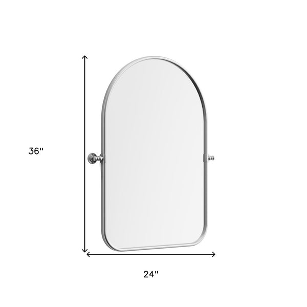 HomeRoots 36" Elegant Silver Arch Iron Framed Mirror - Timeless Design for Bathrooms, Bedrooms & More! 565056