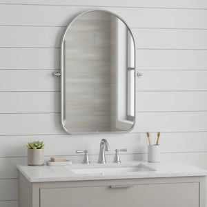 HomeRoots 36" Elegant Silver Arch Iron Framed Mirror - Timeless Design for Bathrooms, Bedrooms & More! 565056