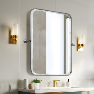 HomeRoots Set of Two 32" Silver Metal Framed Accent Mirrors - Stylish, Durable, and Versatile for Any Space! 565057
