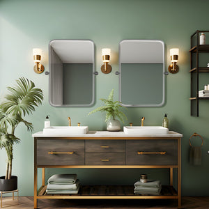 HomeRoots Set of Two 32" Silver Metal Framed Accent Mirrors - Stylish, Durable, and Versatile for Any Space! 565057