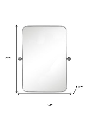 HomeRoots Set of Two 32" Silver Metal Framed Accent Mirrors - Stylish, Durable, and Versatile for Any Space! 565057