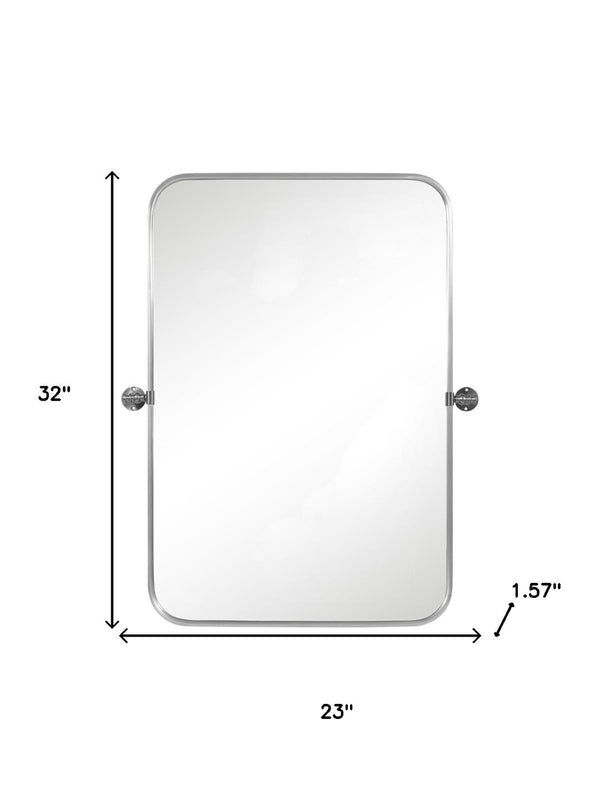 HomeRoots Set of Two 32" Silver Metal Framed Accent Mirrors - Stylish, Durable, and Versatile for Any Space! 565057