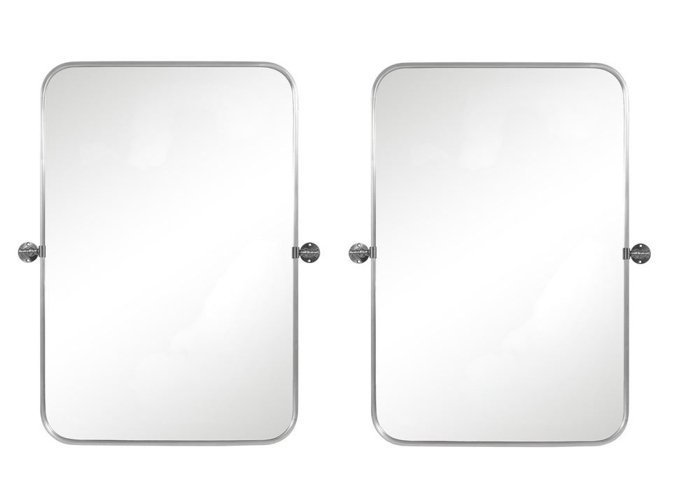 HomeRoots Set of Two 32" Silver Metal Framed Accent Mirrors - Stylish, Durable, and Versatile for Any Space! 565057