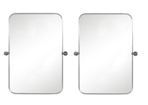 HomeRoots Set of Two 32" Silver Metal Framed Accent Mirrors - Stylish, Durable, and Versatile for Any Space! 565057