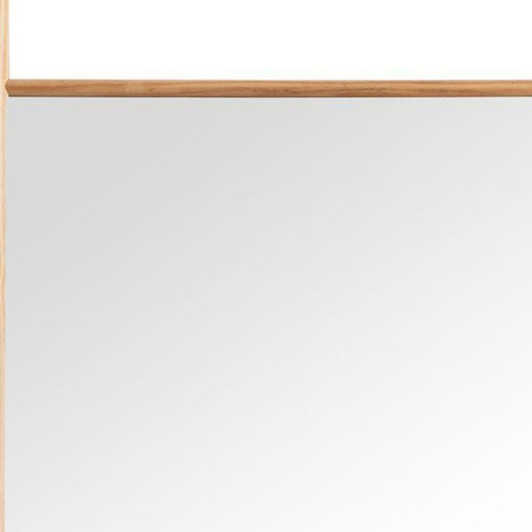 HomeRoots 71" Natural Solid Wood Leaning Mirror - Elegant Full-Length Design for Farmhouse & Modern Spaces 565058