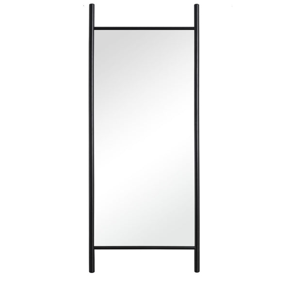 HomeRoots 71" Black Solid Wood Leaning Full-Length Mirror - Rustic Charm, Durable Design & Easy Setup! 565059