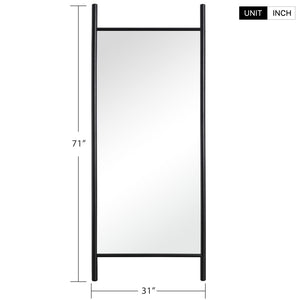 HomeRoots 71" Black Solid Wood Leaning Full-Length Mirror - Rustic Charm, Durable Design & Easy Setup! 565059