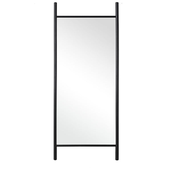 HomeRoots 71" Black Solid Wood Leaning Full-Length Mirror - Rustic Charm, Durable Design & Easy Setup! 565059