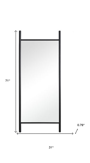 HomeRoots 71" Black Solid Wood Leaning Full-Length Mirror - Rustic Charm, Durable Design & Easy Setup! 565059
