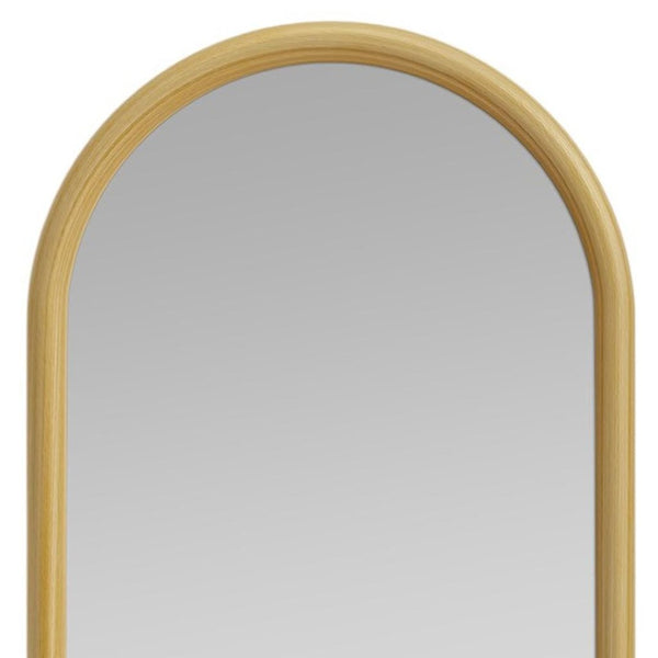 HomeRoots 64" Natural Solid Wood Arched Leaning Full-Length Mirror – Elegant Design for Any Space & Style 565060