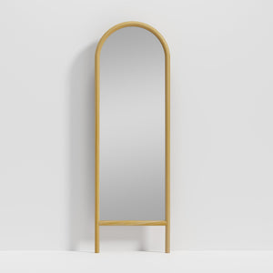 HomeRoots 64" Natural Solid Wood Arched Leaning Full-Length Mirror – Elegant Design for Any Space & Style 565060