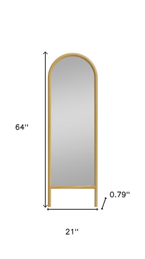 HomeRoots 64" Natural Solid Wood Arched Leaning Full-Length Mirror – Elegant Design for Any Space & Style 565060