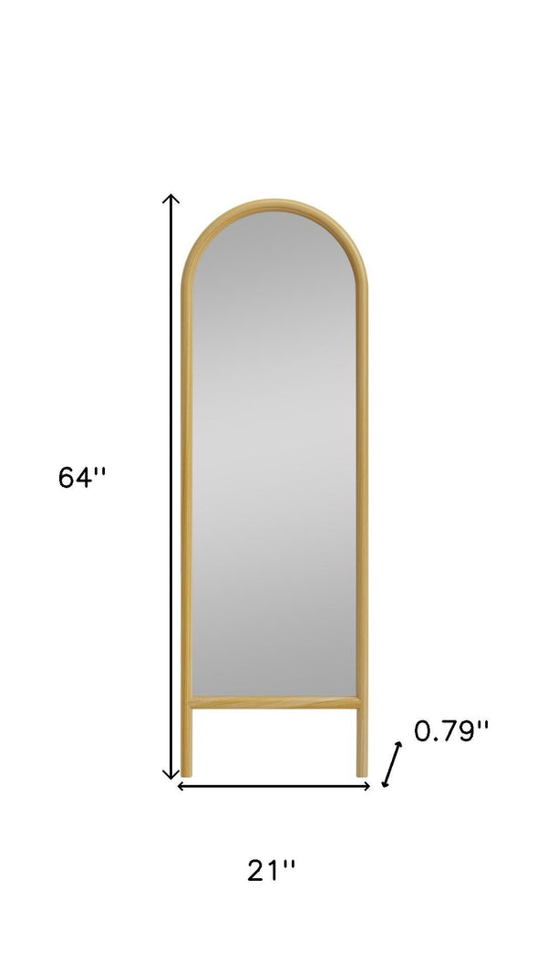 HomeRoots 64" Natural Solid Wood Arched Leaning Full-Length Mirror – Elegant Design for Any Space & Style 565060