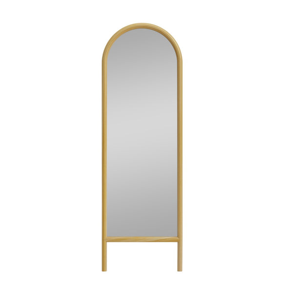 HomeRoots 64" Natural Solid Wood Arched Leaning Full-Length Mirror – Elegant Design for Any Space & Style 565060