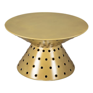 HomeRoots 30" Gold Iron Round Pedestal Coffee Table - Elegant Modern Centerpiece for Living Room & Office Spaces 565061