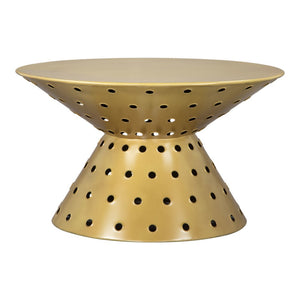 HomeRoots 30" Gold Iron Round Pedestal Coffee Table - Elegant Modern Centerpiece for Living Room & Office Spaces 565061