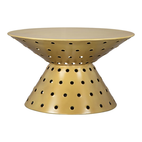 HomeRoots 30" Gold Iron Round Pedestal Coffee Table - Elegant Modern Centerpiece for Living Room & Office Spaces 565061
